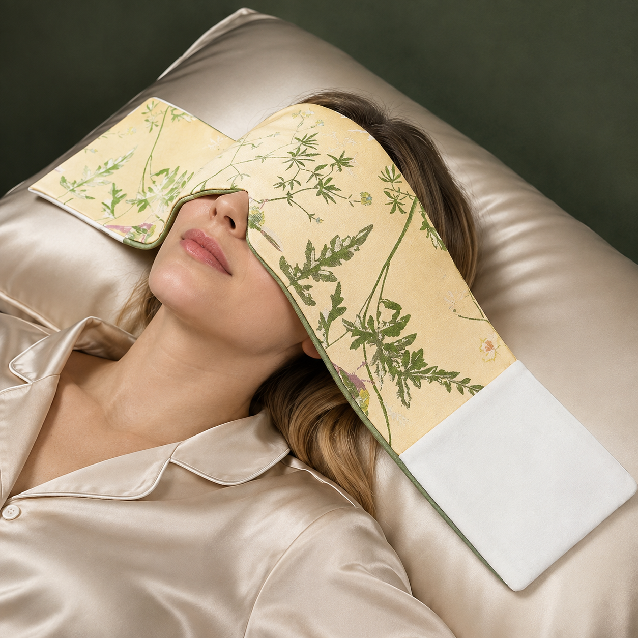 Luxury weighted aromatherapy sleep mask in Sage Green