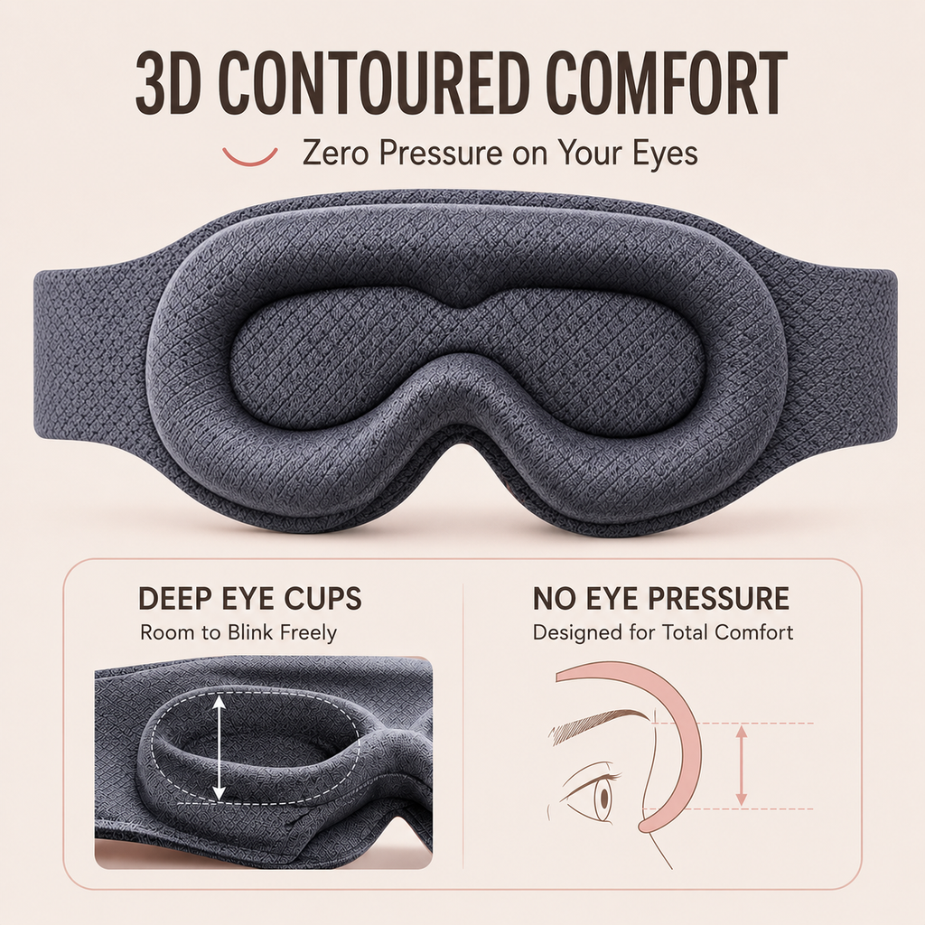 Adjustable strap detail on 3D weighted sleep mask