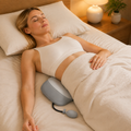 Woman resting with an adjustable lumbar support pillow