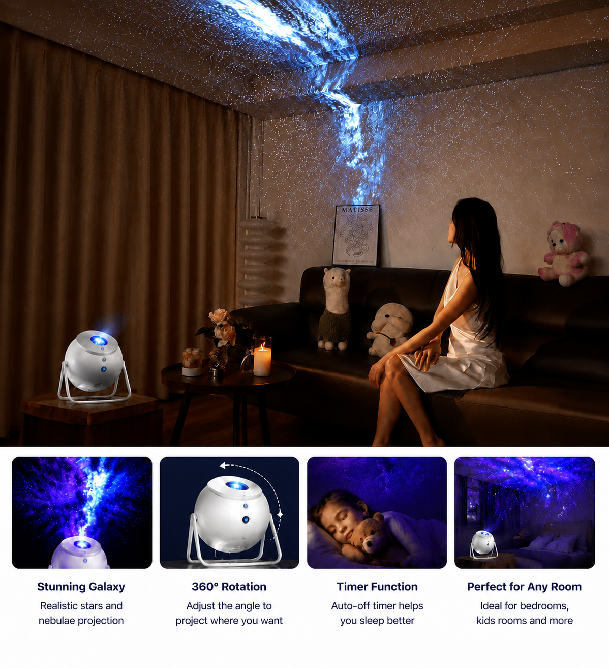 Interchangeable galaxy projector slide detail
