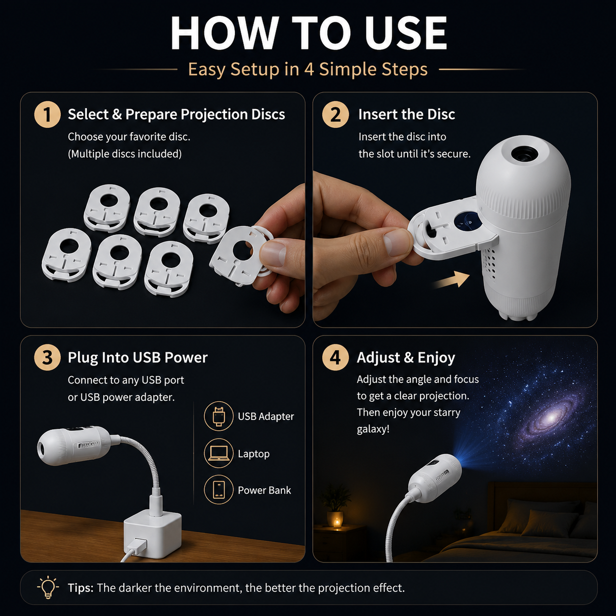 Galaxy night light size and feature overview