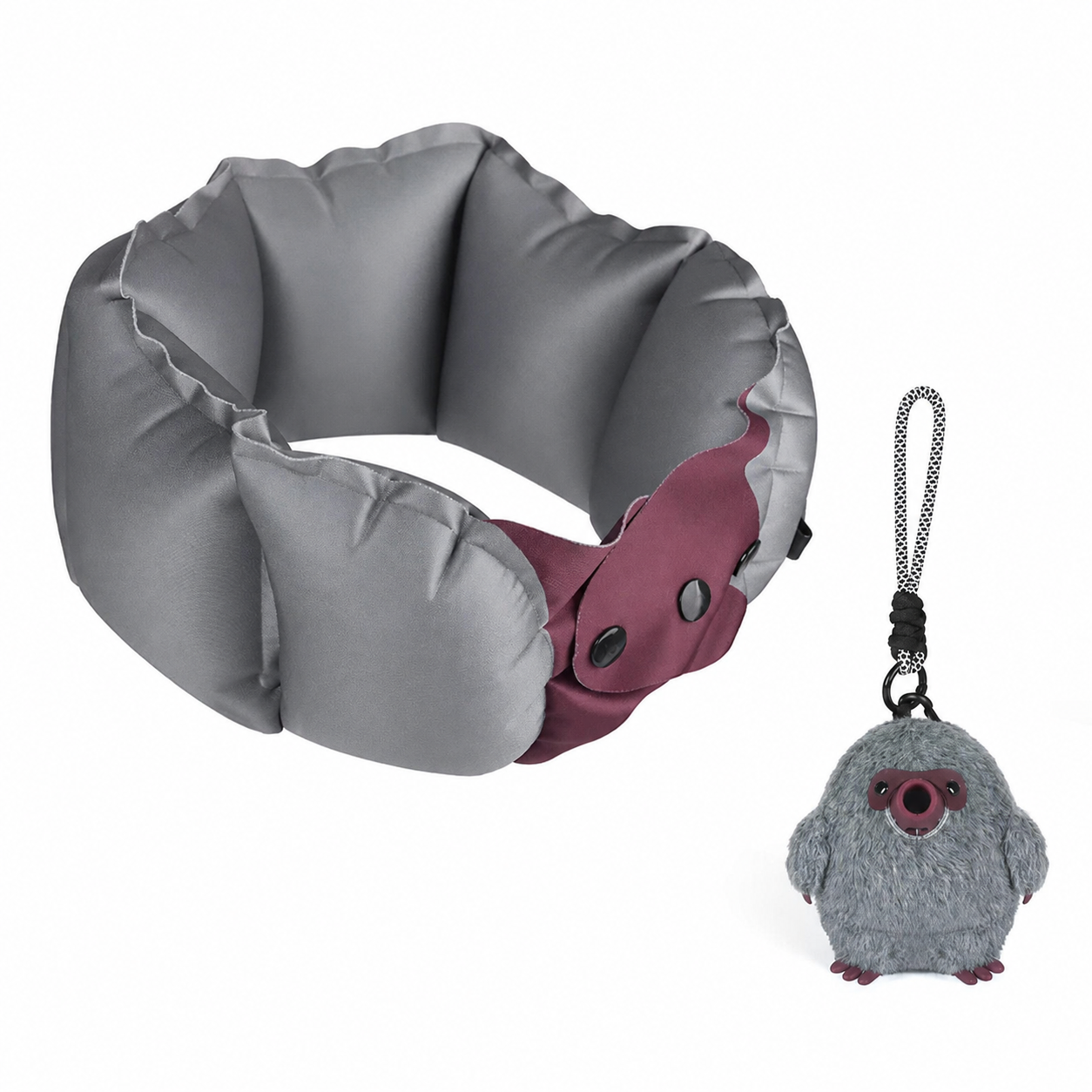 Pocket inflatable travel neck pillow in Graphite Gray